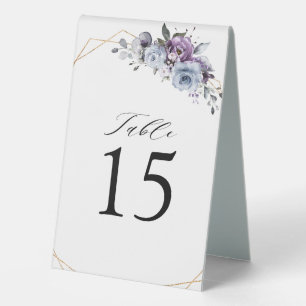 Dusty Purple Blooms Geometric Table Number  Tent