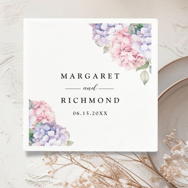 Dusty Purple Blush Pink Hydrangea Wedding Napkins (Creator Uploaded)