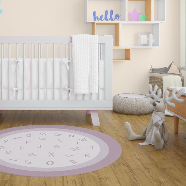 Dusty Purple Boho Alphabet ABC Pattern Nursery  Rug (Dusty Purple Boho Alphabet ABC Pattern Nursery Rug)