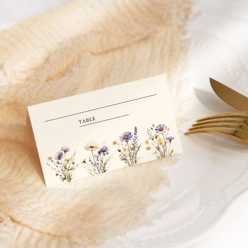 Dusty Purple Boho Wildflower Wedding Place Card