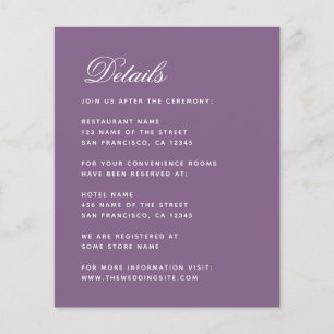Dusty Purple Budget Wedding Details Enclosure Card