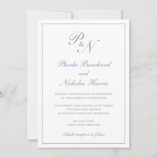 Dusty Purple Classic Elegant Wedding Invitation