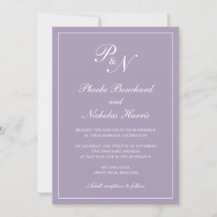 Dusty Purple Classic Elegant Wedding Invitation