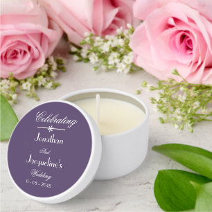 Dusty Purple Classic Script Rustic Chic Wedding Mini Candle Favors