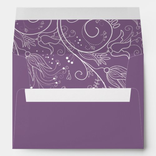 Dusty Purple Elegant Floral Wedding Envelope