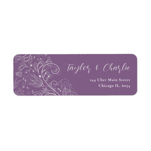 Dusty Purple Elegant Floral Wedding Label