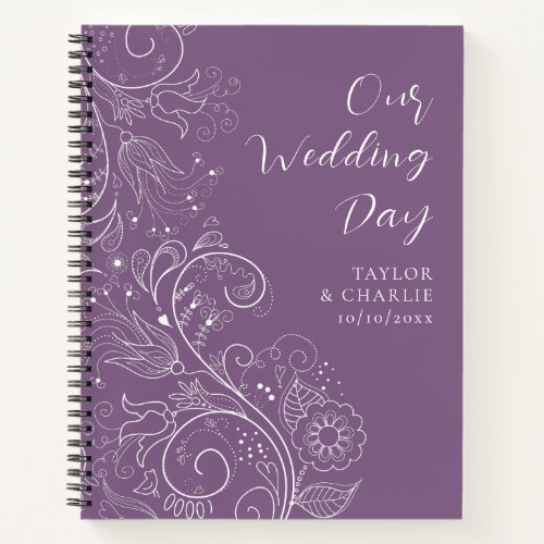 Dusty Purple Elegant Floral Wedding Notebook