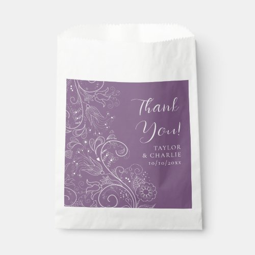 Dusty Purple Elegant Floral Wedding Thank You Favor Bag