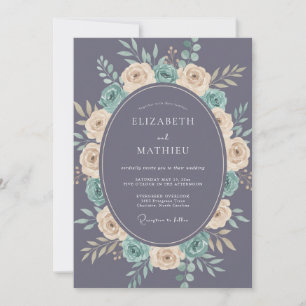 Dusty Purple Elegant Romantic Wedding Invitation