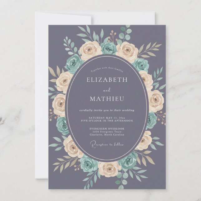 Dusty Purple Elegant Romantic Wedding Invitation (Front)