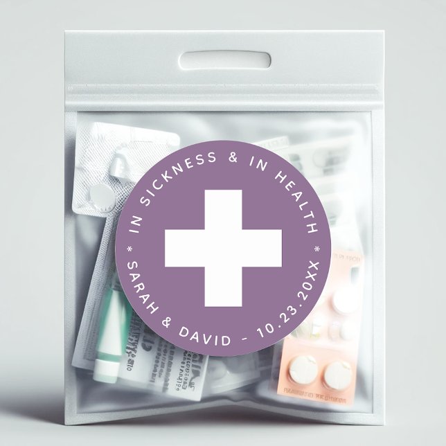 Dusty Purple Emergency Kit In Sickness & in Health Classic Round Sticker (Creator Uploaded)