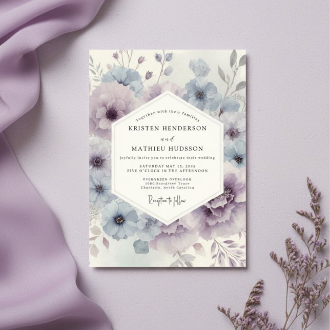 Dusty Purple Ethereal Bloom Wedding Invitation (Creator Uploaded)