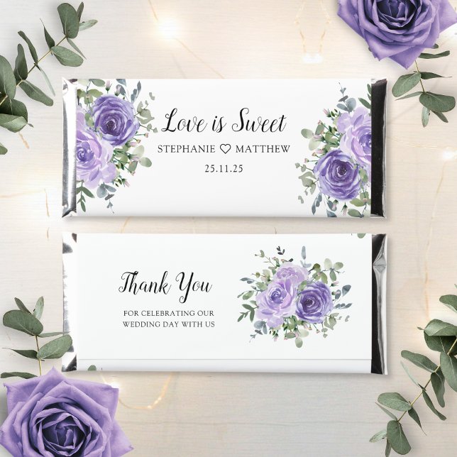 Dusty Purple Eucalyptus Botancial Wedding Hershey Bar Favors (Creator Uploaded)