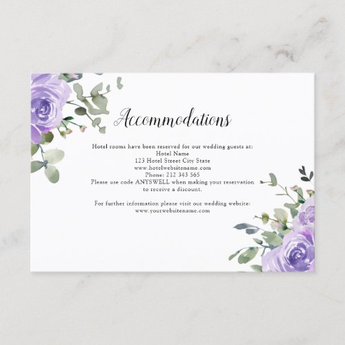 Dusty Purple Eucalyptus Botanical Accommodations Enclosure Card