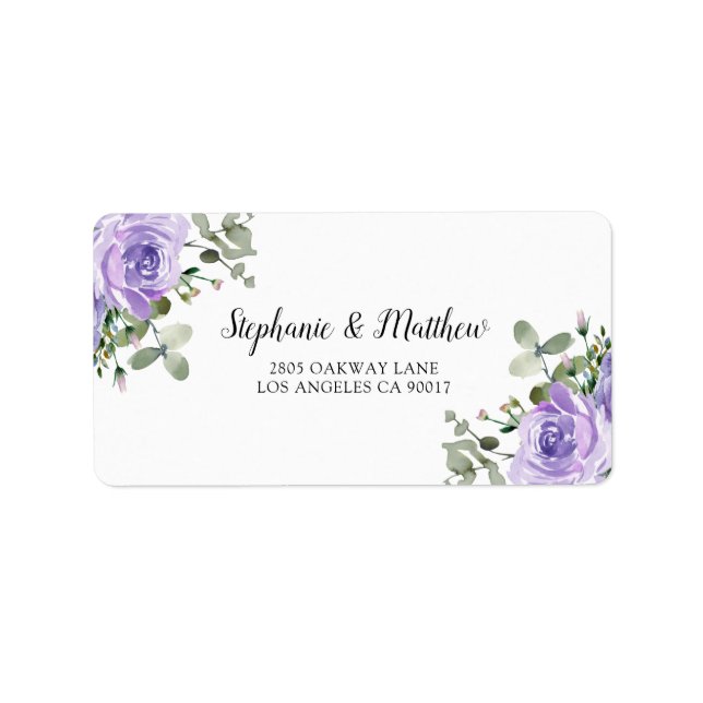 Dusty Purple Eucalyptus Botanical Address Label (Front)