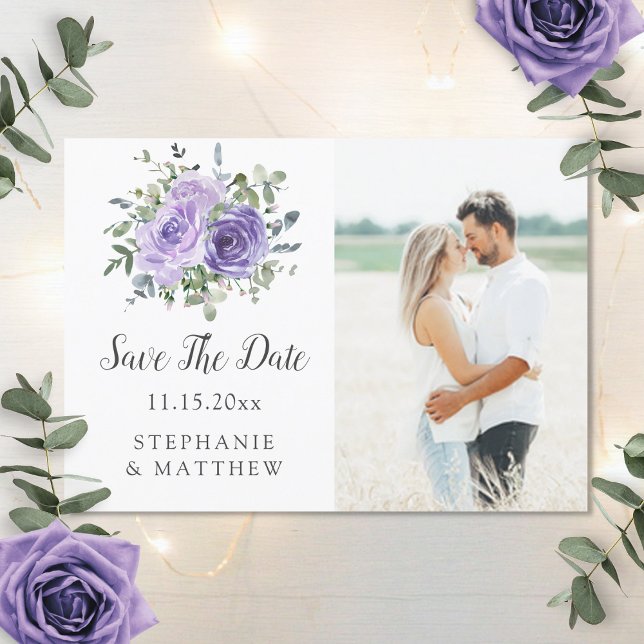 Dusty Purple Eucalyptus Botanical Photo Save The Date (Creator Uploaded)