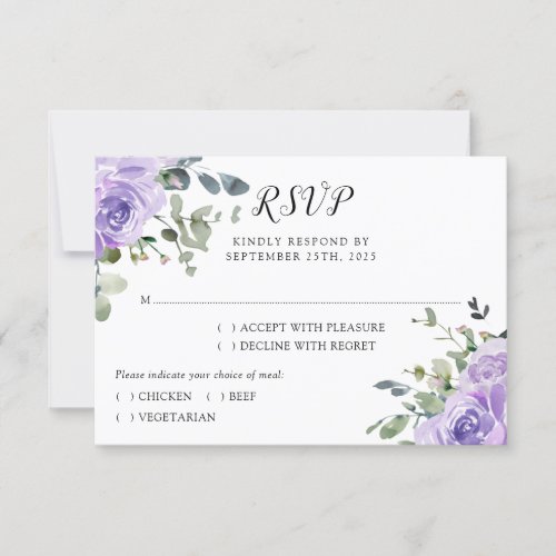 Dusty Purple Eucalyptus Botanical Wedding RSVP Card