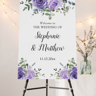 Dusty Purple Eucalyptus Botanical Wedding Welcome Foam Board