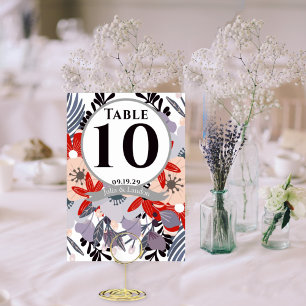Dusty Purple Flora Fauna Red Pink Lavender Floral Table Number