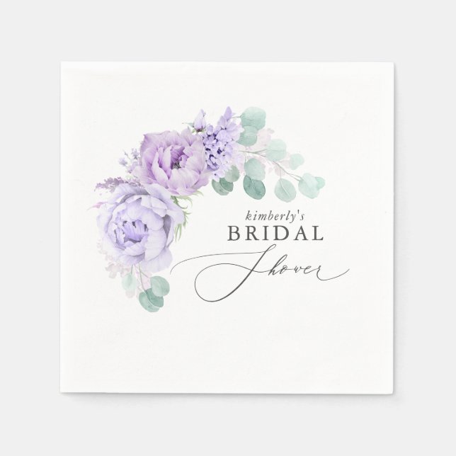Dusty Purple Floral Baby / Bridal Shower Napkins (Front)