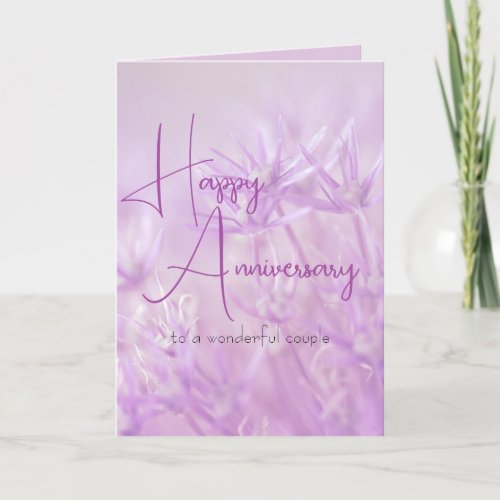 Dusty Purple Floral Background Anniversary Card