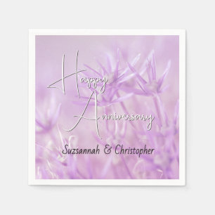 Dusty Purple Floral Background Anniversary Napkins