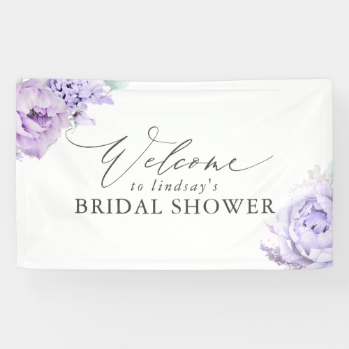 Dusty Purple Floral Bridal  Baby Shower Welcome Banner