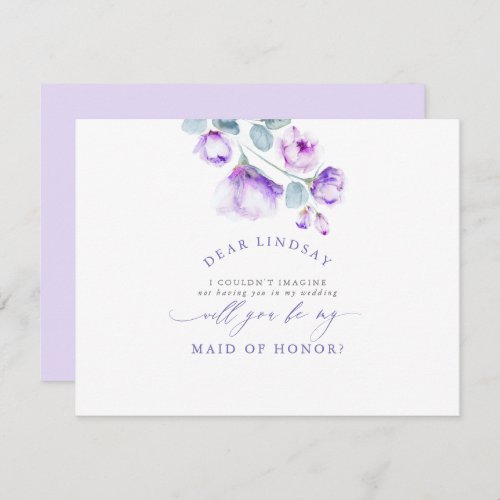 Dusty Purple Floral Bridesmaid _ Maid of Honor Invitation