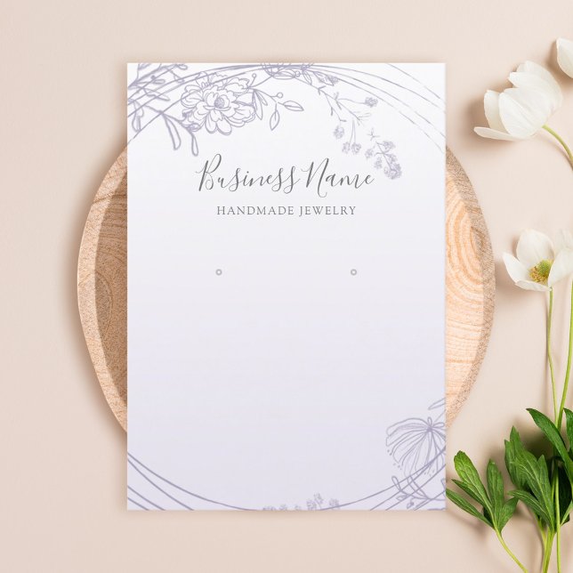Dusty Purple Floral Circle Earring Jewelry Display Business Card (Creator Uploaded)