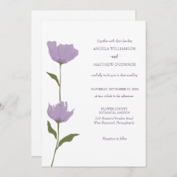 Dusty Purple Floral, Clean, Simple Wedding Invitation | Zazzle