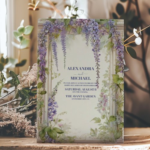 Dusty Purple Floral Elegant Boho Wedding  Invitation