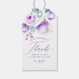 Dusty Purple Floral Elegant Wedding Thanks Gift Tags