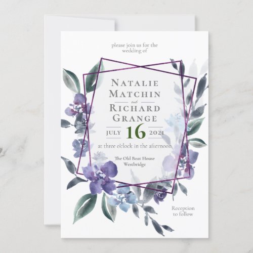 Dusty Purple floral garden Wedding Invitation