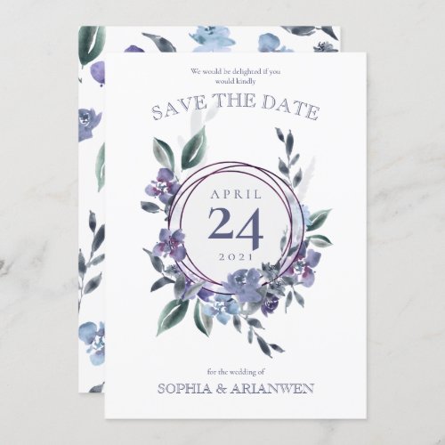 Dusty Purple floral garden Wedding Invitation