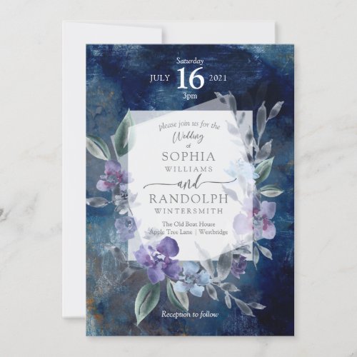 Dusty Purple Floral Garden Wedding Invitation Invitation
