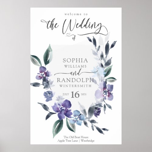 Dusty Purple Floral Garden Wedding Invitation Poster