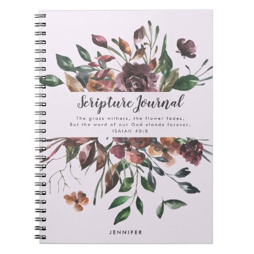 Dusty Purple Floral Personalized Scripture Journal