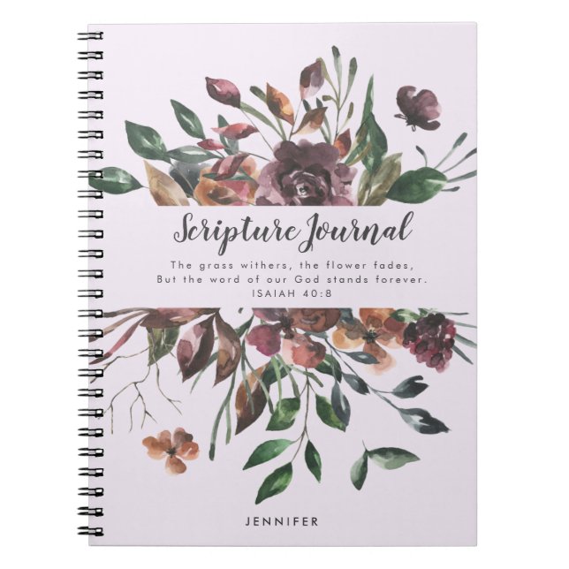 Dusty Purple Floral Personalized Scripture Journal (Front)