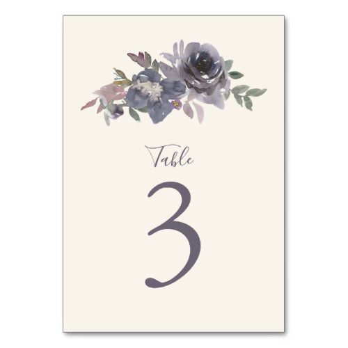 Dusty Purple Floral Watercolor Wedding Custom  Table Number