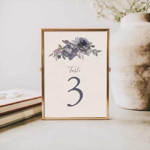 Dusty Purple Floral Watercolor Wedding Custom  Table Number