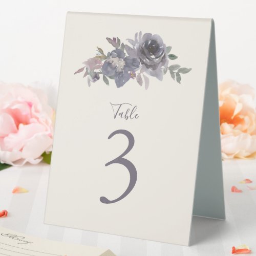 Dusty Purple Floral Watercolor Wedding Custom  Table Tent Sign
