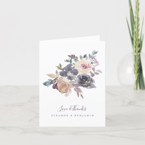 Dusty Purple Floral Watercolor Wedding Folded Thank You Card