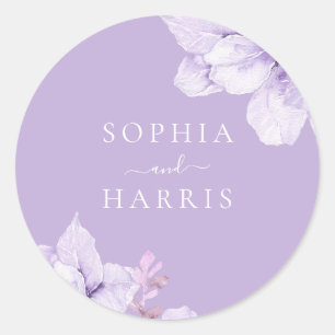 Dusty Purple Floral Wedding Classic Round Sticker