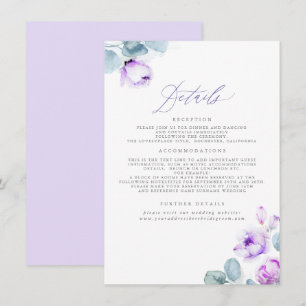 Dusty Purple Floral Wedding Details Enclosure Card
