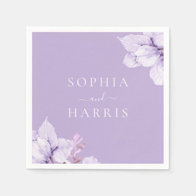 Dusty Purple Floral Wedding Napkins (Front)