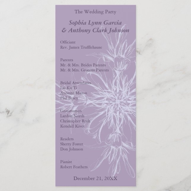 Dusty Purple Floral Wedding Program (Front)