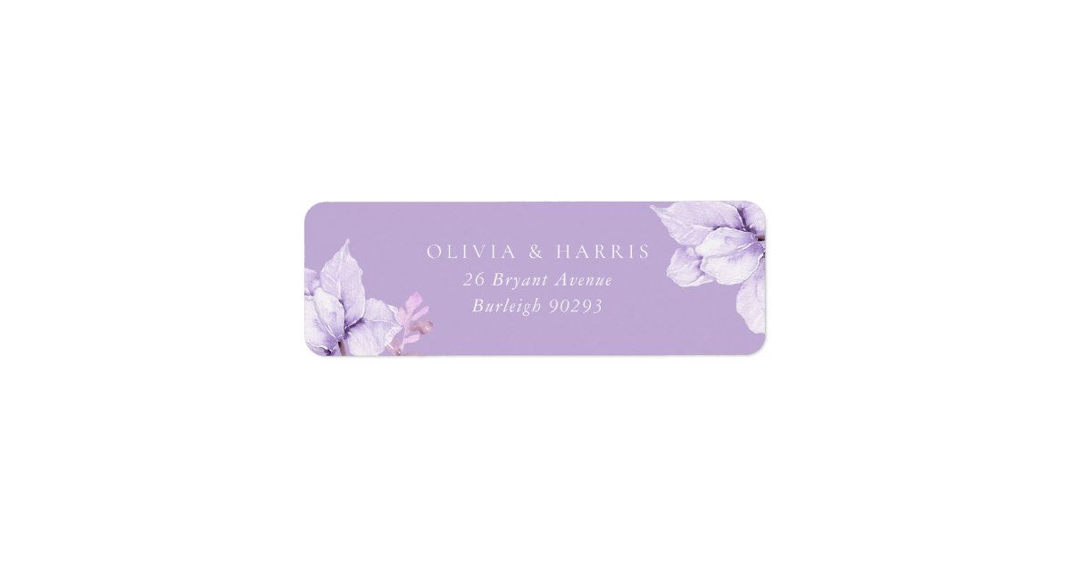 Dusty Purple Floral Wedding Return Address Label | Zazzle