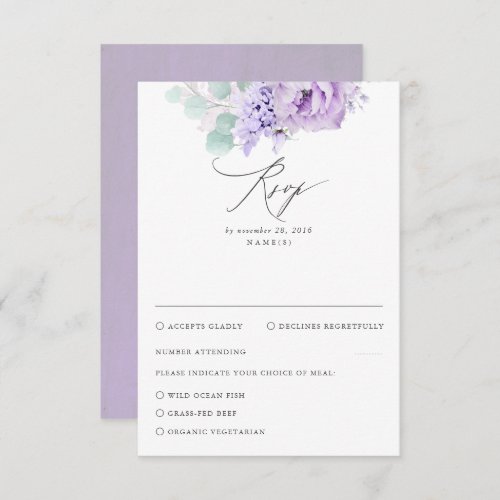 Dusty Purple Floral Wedding RSVP