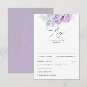 Dusty Purple Floral Wedding RSVP Card
