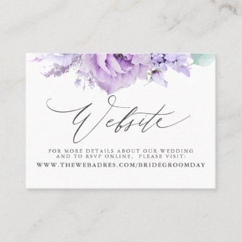 Dusty Purple Floral Wedding Website Card by lovelywow at Zazzle